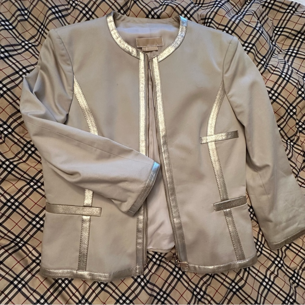 Michael Kors Light Gray Jacket with Silver Trim